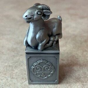 Tumasek Pewter Chinese Zodiac Year Of The Goat Napkin Ring Holder